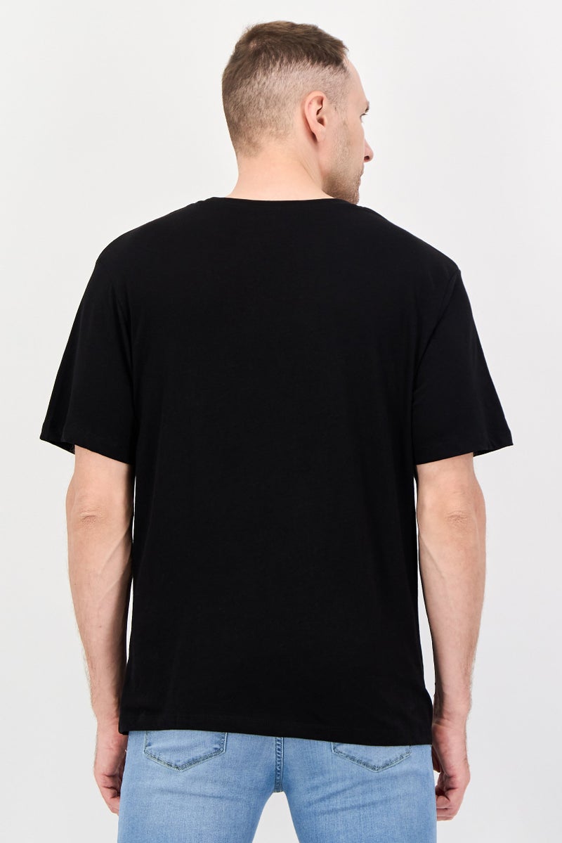 JACK & JONES Men Crew Neck Brand Logo Short Sleeve T-Shirt, Black - Image 2